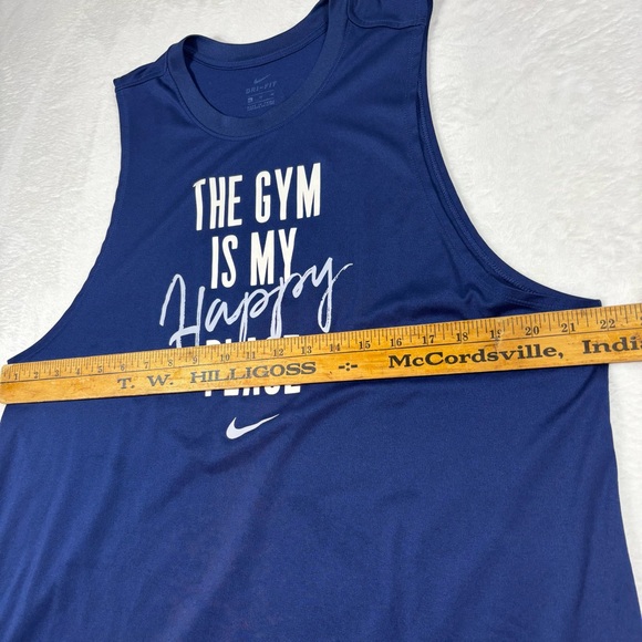 NIKE Performance WOMENS Athletic Tank XL Blue DRY FIT THE GYM IS MY HAPPY PLACE - Picture 8 of 9